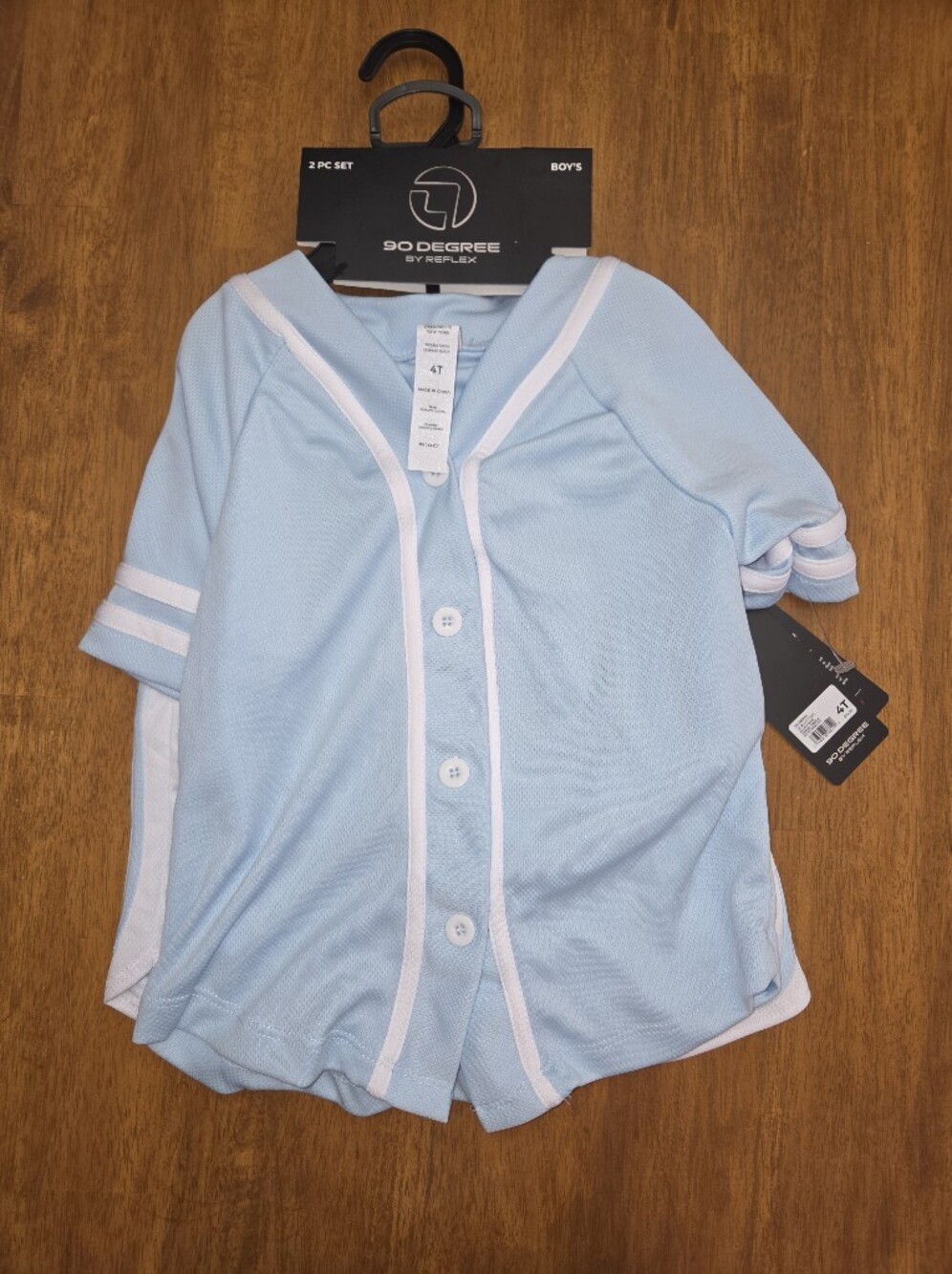 NWT-90 Degree by Reflex Boys' Light Blue Baseball-Style Matching Set, Button Up